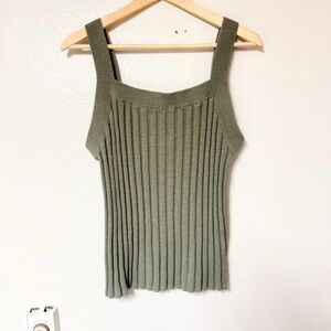 LOFT Sage Green Ribbed Tank Top | Women’s XL